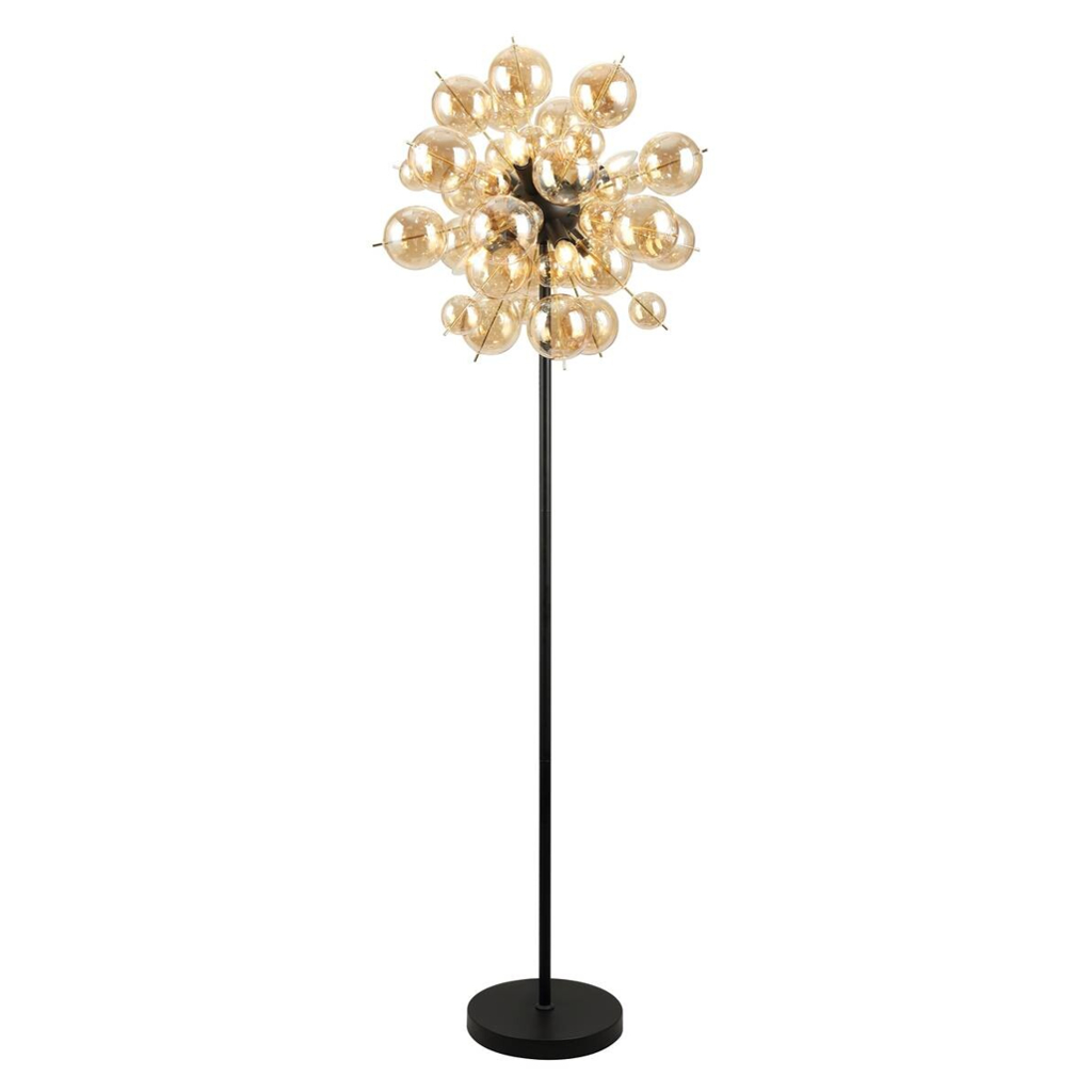 GLOBO Stehlampe
mattschwarz Glas Metall H/D: ca. 155×55 cm 6 Brennstellen