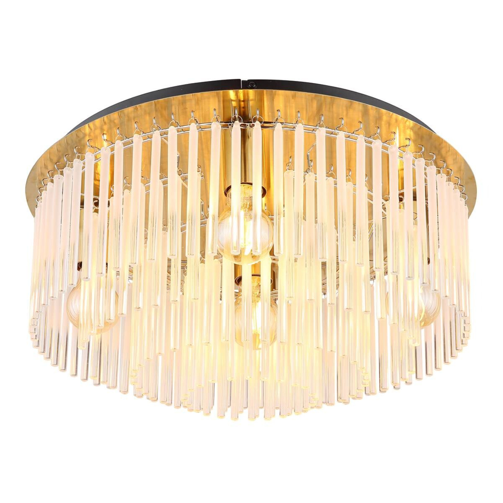 GLOBO Deckenleuchte Opal gold Glas Metall H/D: ca. 25x50 cm E27 5 Brennstellen