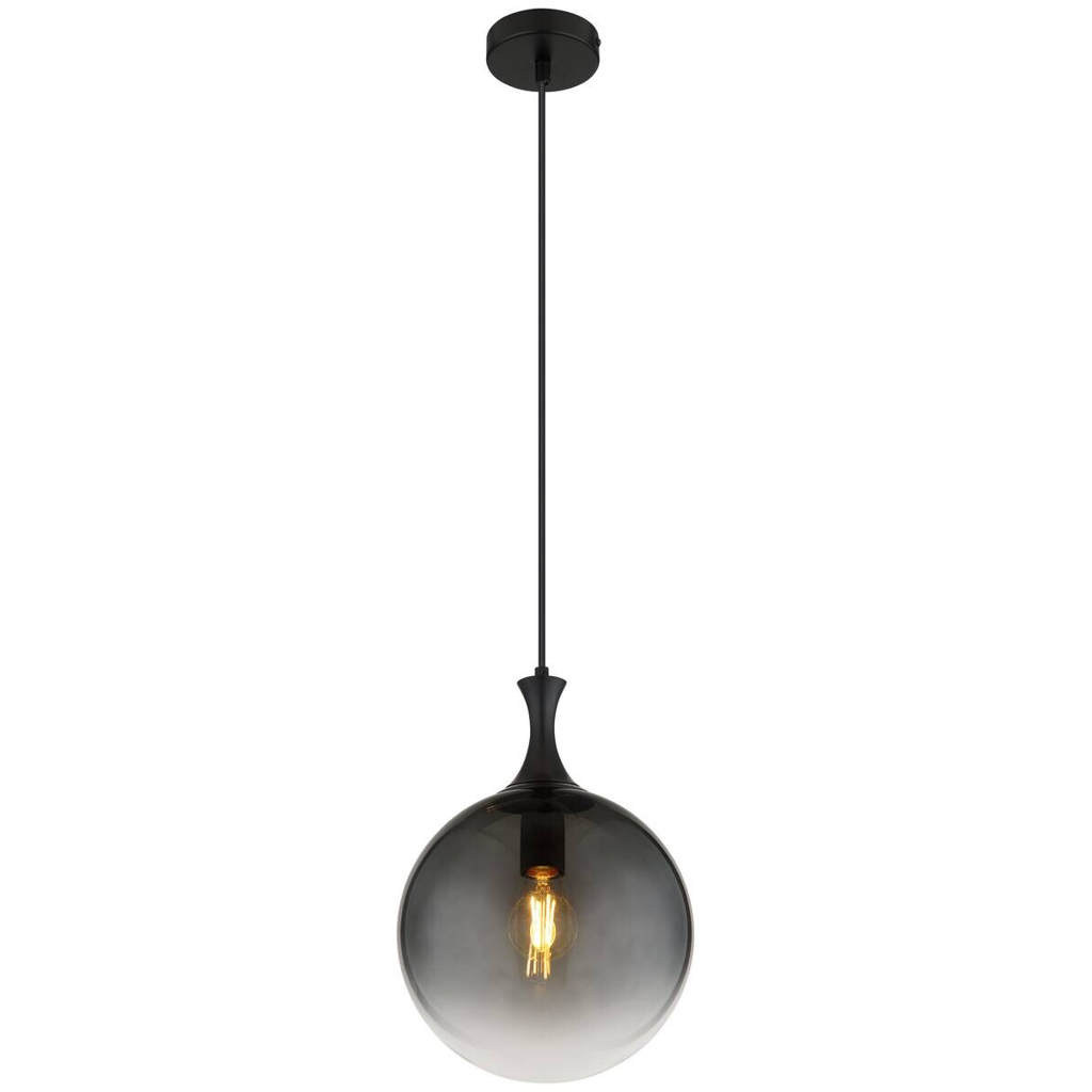 GLOBO Pendelleuchte
Rauch mattschwarz Metall Glas H/D: ca. 141×25 cm E27 1 Brennstellen