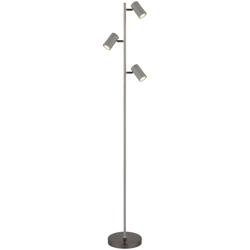 GLOBO Stehlampe
schwarz Chrom grau Metall Kunststoff B/H/T: ca. 21,5x154x23 cm GU10 3 Brennstellen