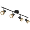 GLOBO Spot mattschwarz Chrom altgold Metall B/H/T: ca. 60x13,5x8,5 cm GU10 4 Brennstellen