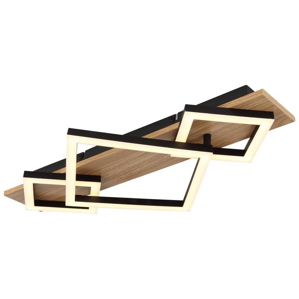 GLOBO LED-Deckenleuchte BEATRIX I Opal mattschwarz Metall Kunststoff MDF B/H/L: ca. 54x7,5x31,2 cm 1 Brennstellen