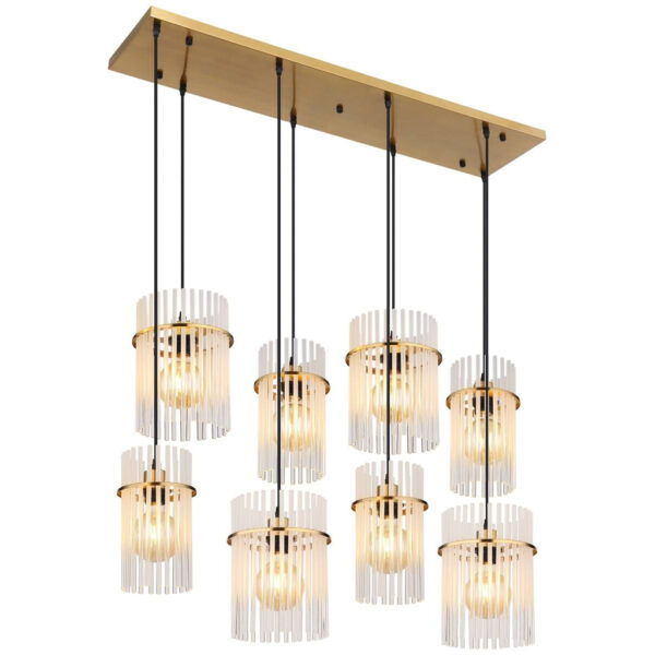 GLOBO Hängeleuchte
klar Opal gold Metall Glas B/H/L: ca. 38x125x110 cm E27 8 Brennstellen