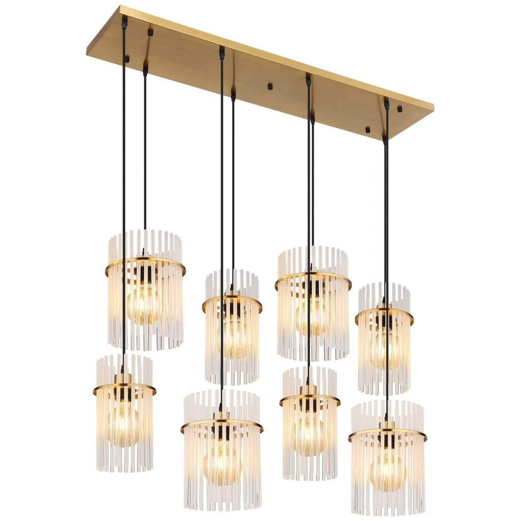 GLOBO Hängeleuchte
klar Opal gold Metall Glas B/H/L: ca. 38x125x110 cm E27 8 Brennstellen