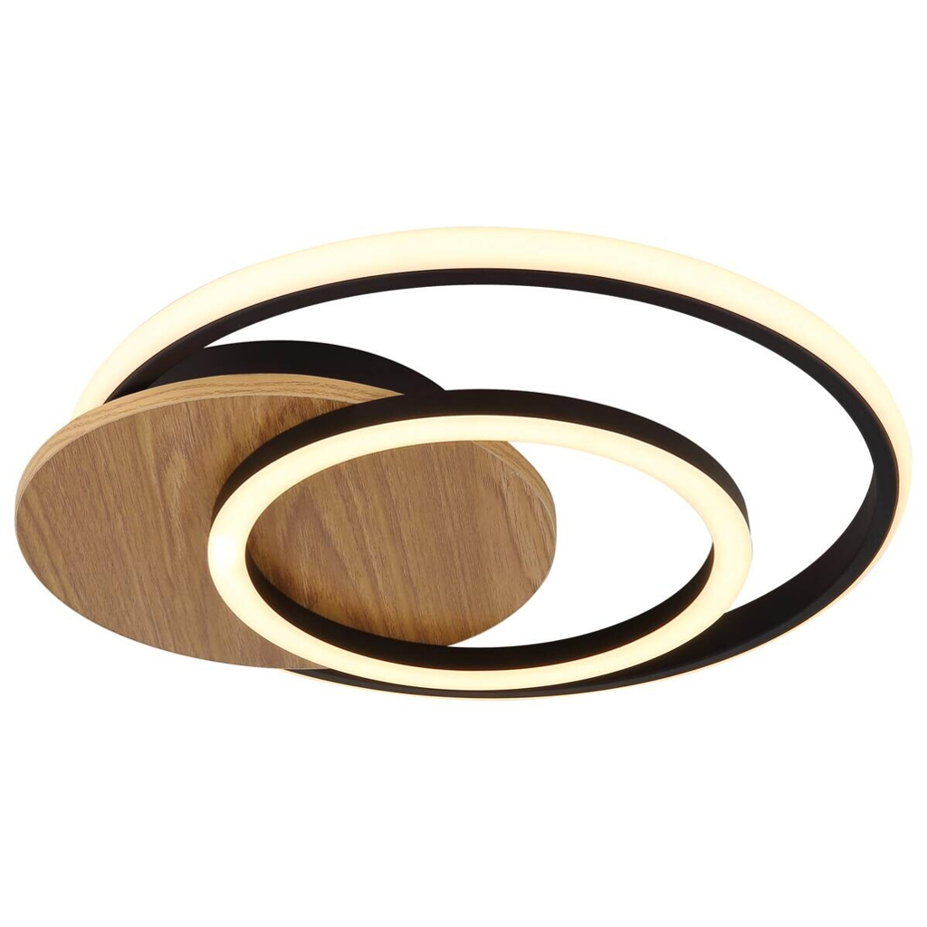 GLOBO LED-Deckenleuchte Julio Opal mattschwarz MDF Kunststoff B/H/L: ca. 38x6,5x36 cm 1 Brennstellen