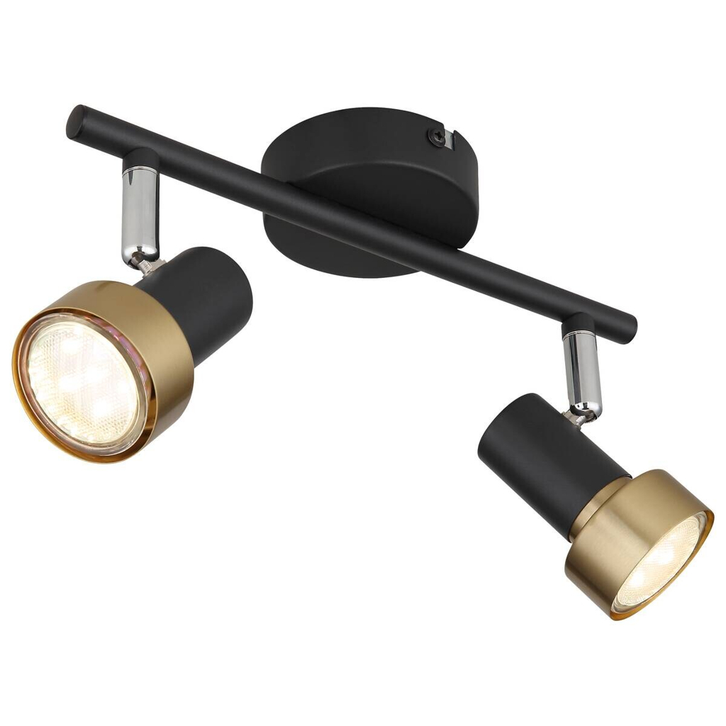 GLOBO Spot Chrom mattschwarz altgold Metall B/H/T: ca. 25x11,8x8,5 cm GU10 2 Brennstellen