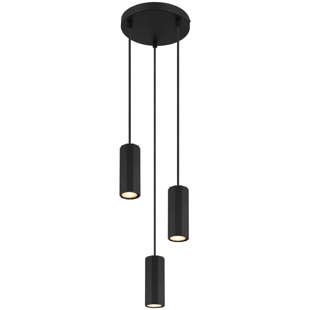GLOBO Pendelleuchte JAMES 57918-3HB
mattschwarz Metall Kunststoff H/D: ca. 120×21 cm GU10 3 Brennstellen