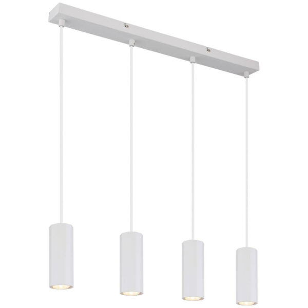 9007371471652 GLOBO Pendelleuchte JAMES 57918-4HW
weiß Metall Kunststoff B/H/L: ca. 61x120x6 cm GU10 4 Brennstellen