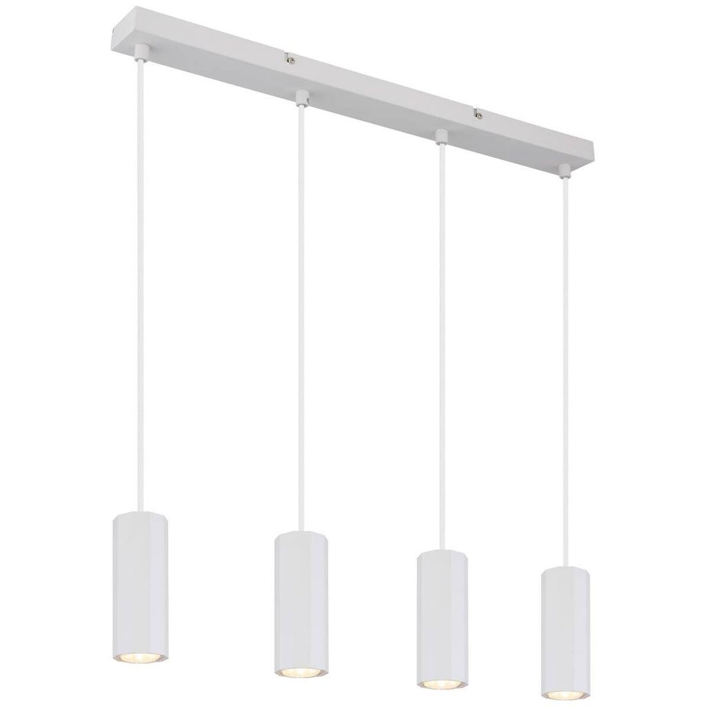 GLOBO Pendelleuchte JAMES 57918-4HW
weiß Metall Kunststoff B/H/L: ca. 61x120x6 cm GU10 4 Brennstellen
