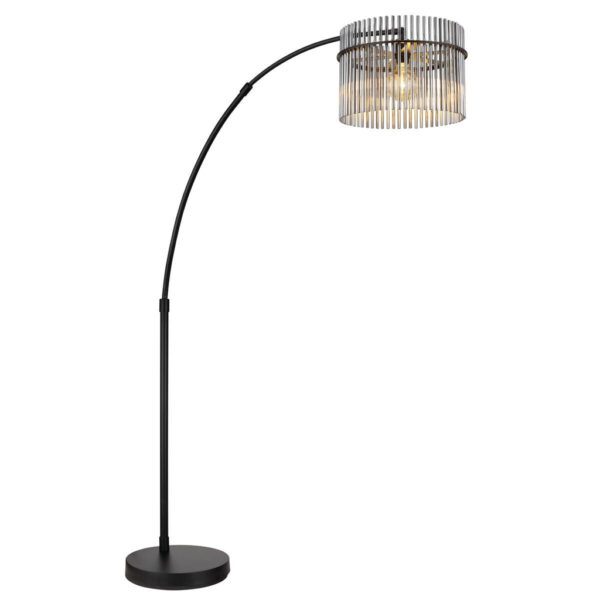 GLOBO Stehlampe
mattschwarz Rauch Metall Glas B/H/L: ca. 38x185x120 cm E27 1 Brennstellen