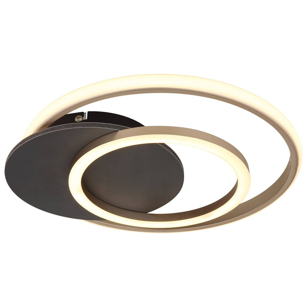 GLOBO LED-Deckenleuchte Julio champagner Opal grau Kunststoff MDF B/H/L: ca. 38x6,5x36 cm 1 Brennstellen