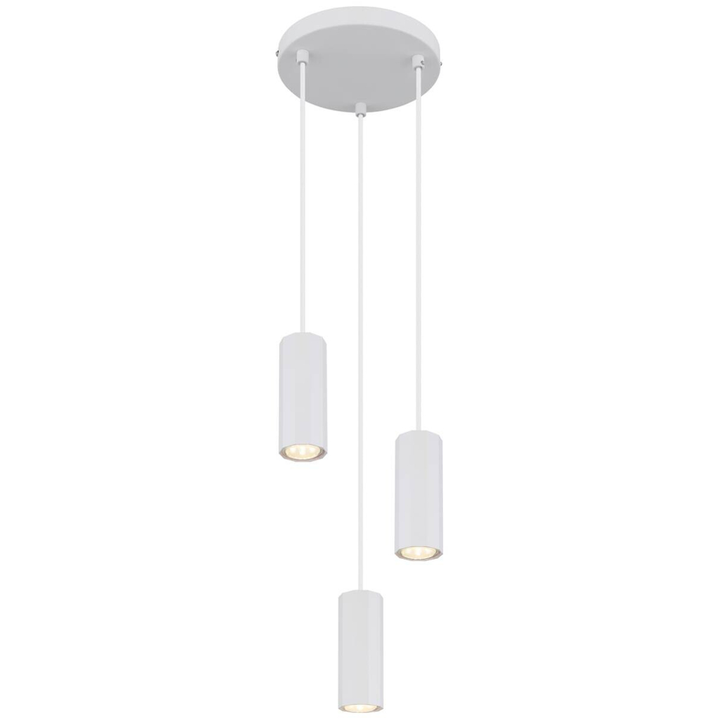 GLOBO Pendelleuchte JAMES 57918-3HW
weiß Kunststoff Metall H/D: ca. 120×21 cm GU10 3 Brennstellen
