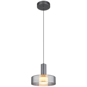 GLOBO Pendelleuchte grau Metall Glas Aluminium H/D: ca. 150x22 cm 1 Brennstellen