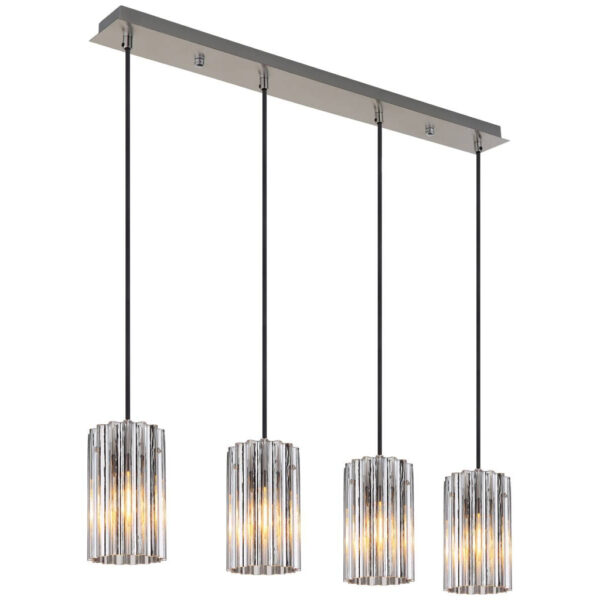 9007371475032 GLOBO Pendelleuchte
nickel matt klar Glas Metall B/H/T: ca. 11,5x120x80 cm E27 4 Brennstellen