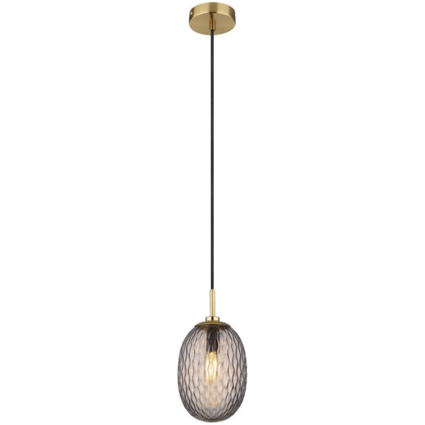 GLOBO Pendelleuchte
Rauch schwarz gold Textil Glas Metall H/D: ca. 120x15 cm E14 1 Brennstellen