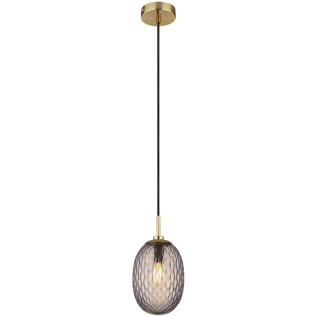 GLOBO Pendelleuchte
Rauch schwarz gold Textil Glas Metall H/D: ca. 120×15 cm E14 1 Brennstellen