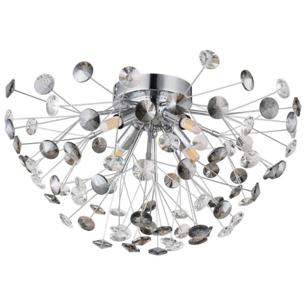 GLOBO LED-Deckenleuchte Rauch Chrom Metall H/D: ca. 25x45 cm 4 Brennstellen