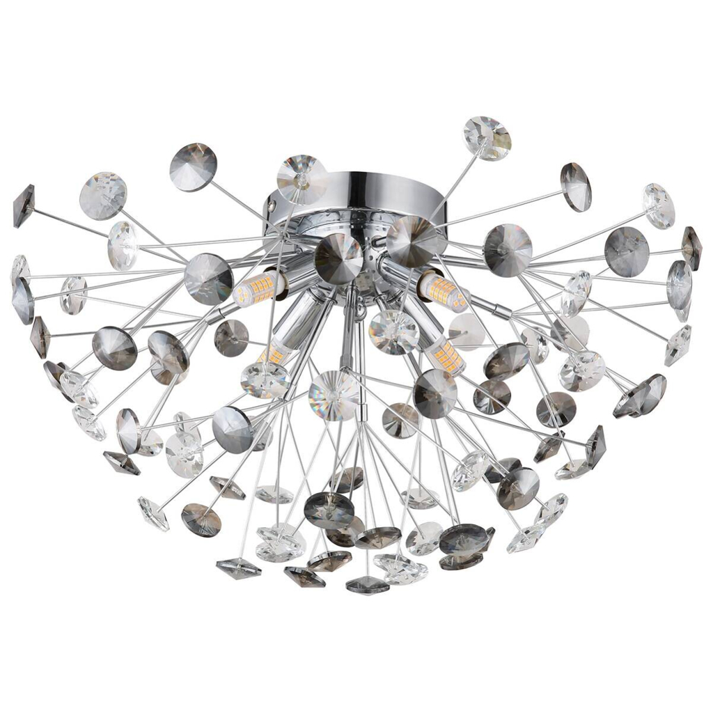 GLOBO LED-Deckenleuchte Rauch Chrom Metall H/D: ca. 25x45 cm 4 Brennstellen