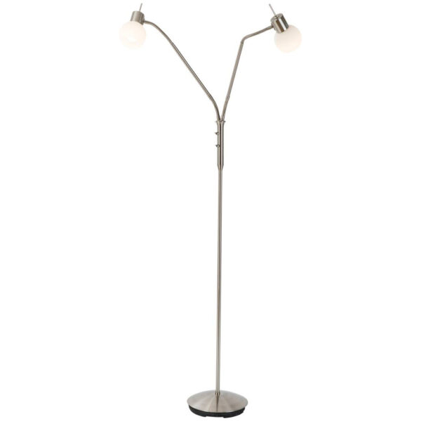 9007371481613 GLOBO Stehlampe LOXY 47160201X
weiß Opal nickel Metall Glas H/D: ca. 150x23 cm 2 Brennstellen
