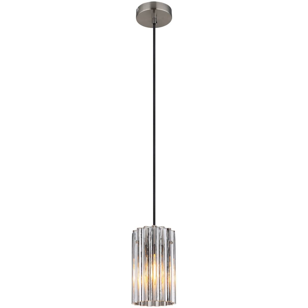 GLOBO Pendelleuchte CAYDEN 15747H
schwarz klar nickel Glas Metall Kunststoff H/D: ca. 120×11,5 cm E27 1 Brennstellen