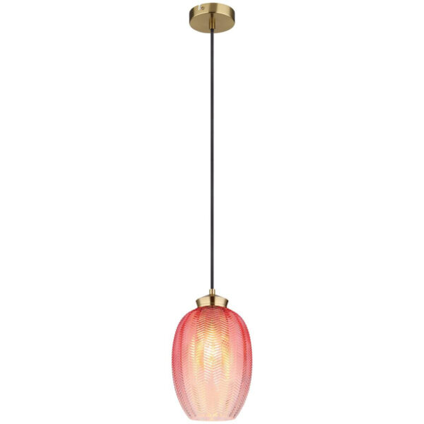 GLOBO Pendelleuchte
schwarz gold brombeer Glas Textil Metall H/D: ca. 120x18 cm E27 1 Brennstellen