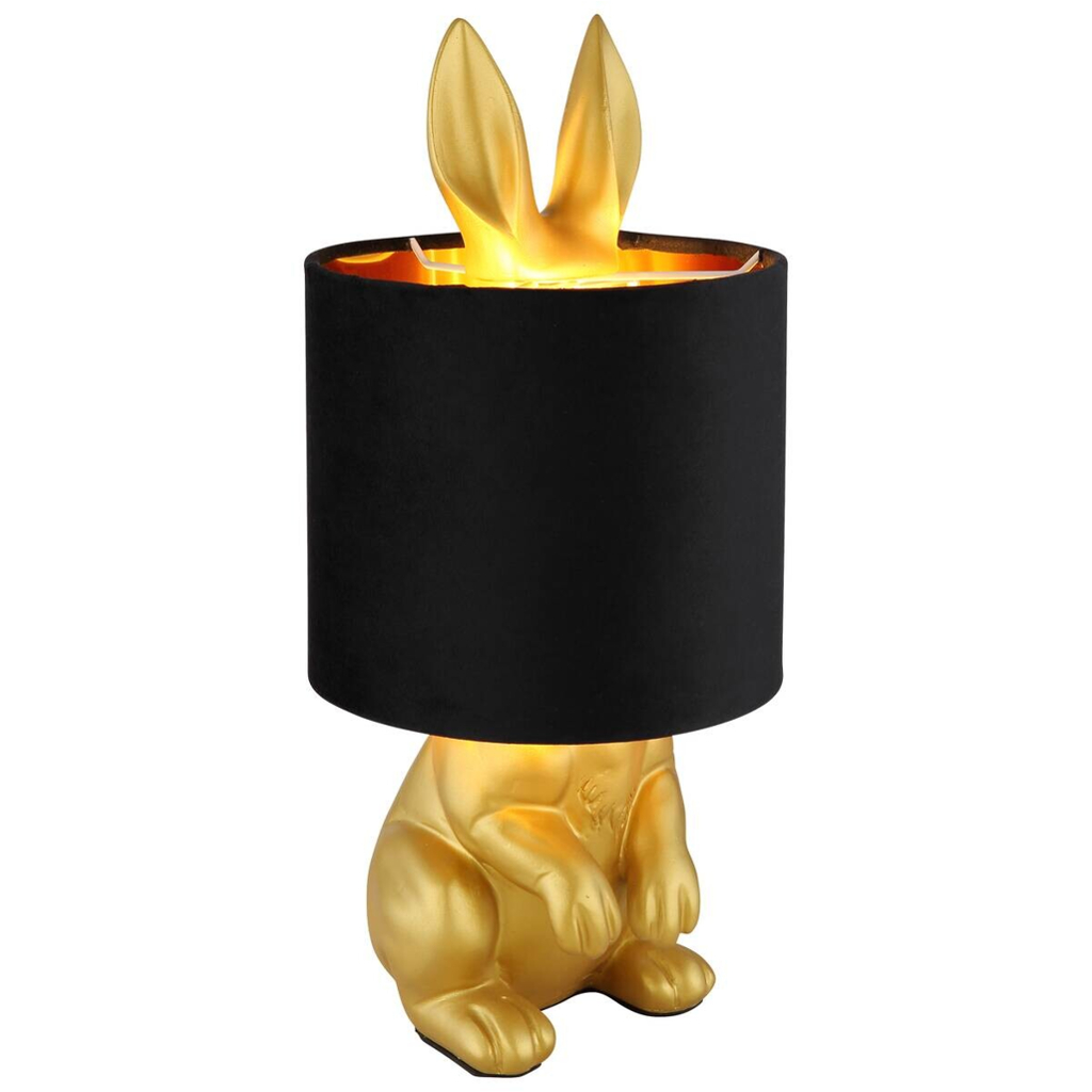 GLOBO Tischleuchte
schwarz gold Samt Kunststoff H/D: ca. 41×18 cm E27 1 Brennstellen