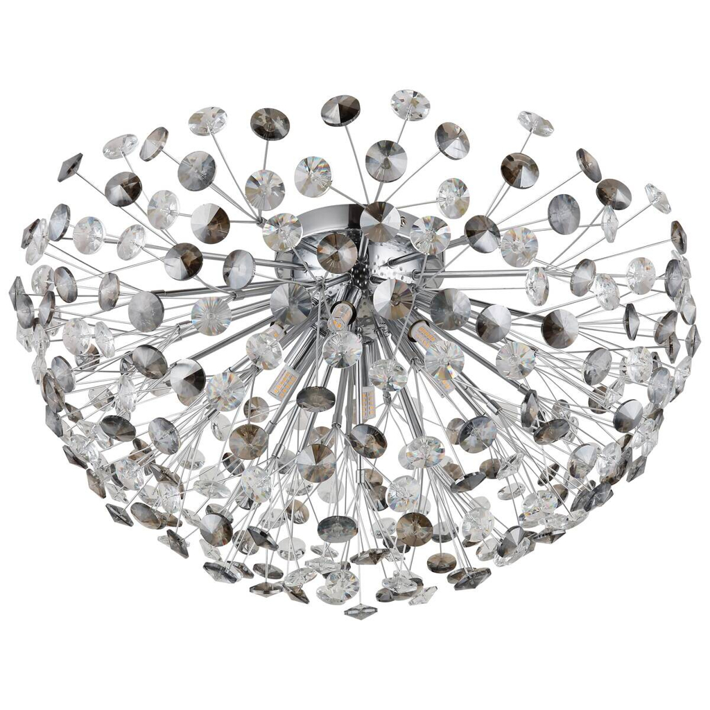 GLOBO LED-Deckenleuchte Rauch Chrom Metall H/D: ca. 32,5x60 cm 6 Brennstellen