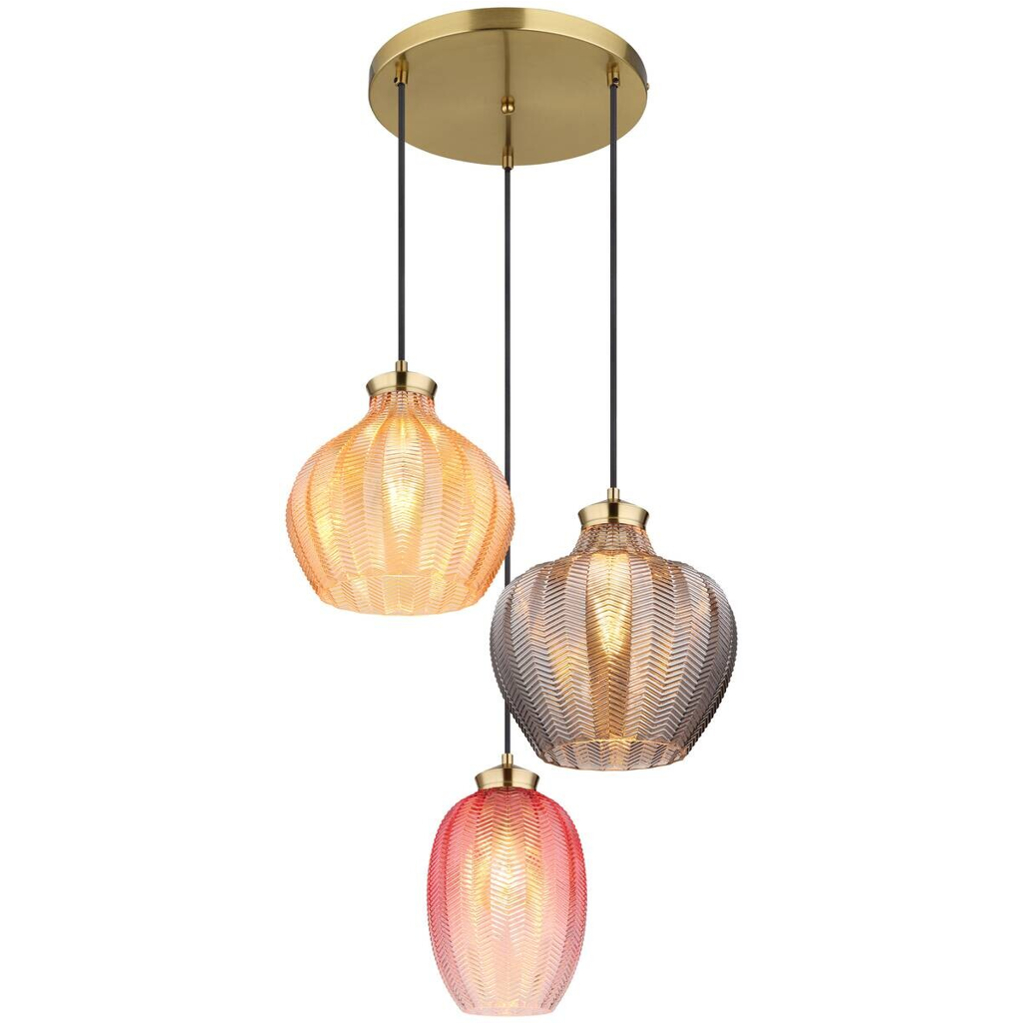 GLOBO Pendelleuchte JESSICA
gold Metall Glas H/D: ca. 120×45 cm E27 3 Brennstellen