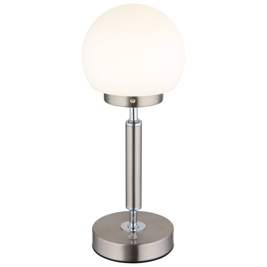 GLOBO LED-Tischleuchte
Opal nickel matt Kunststoff Metall Glas H/D: ca. 28,5×11,5 cm 1 Brennstellen