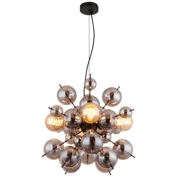 9007371506170 GLOBO Pendelleuchte
Rauch schwarz Glas Metall H/D: ca. 120x51,5 cm E27 4 Brennstellen