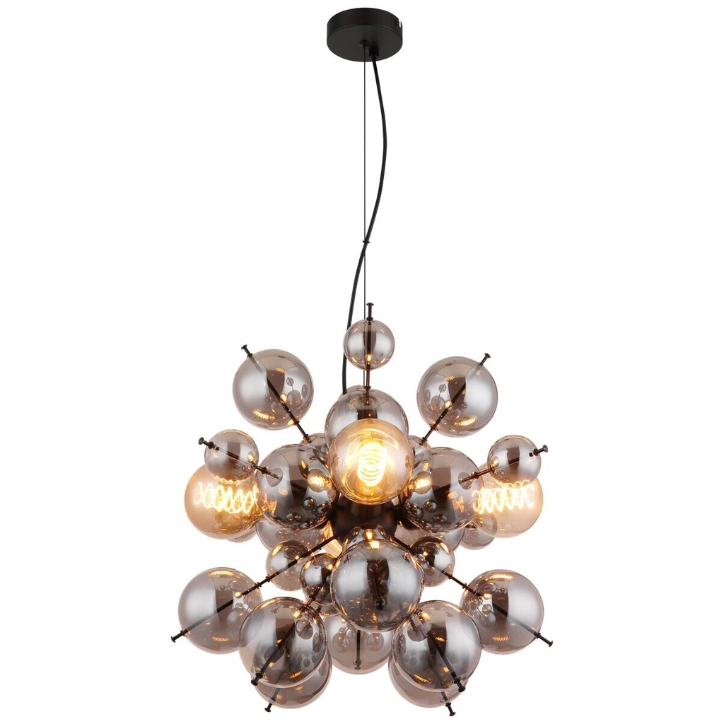 GLOBO Pendelleuchte
Rauch schwarz Glas Metall H/D: ca. 120×51,5 cm E27 4 Brennstellen