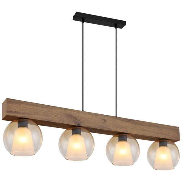 9007371506309 GLOBO Pendelleuchte BARRY I 15773-4H
schwarz amber Metall MDF B/H/L: ca. 18x120x100 cm E27 4 Brennstellen