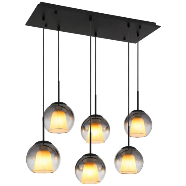 9007371507672 GLOBO Pendelleuchte BARRY 15749-6H
Rauch schwarz Metall B/H/L: ca. 38x120x90 cm E27 6 Brennstellen