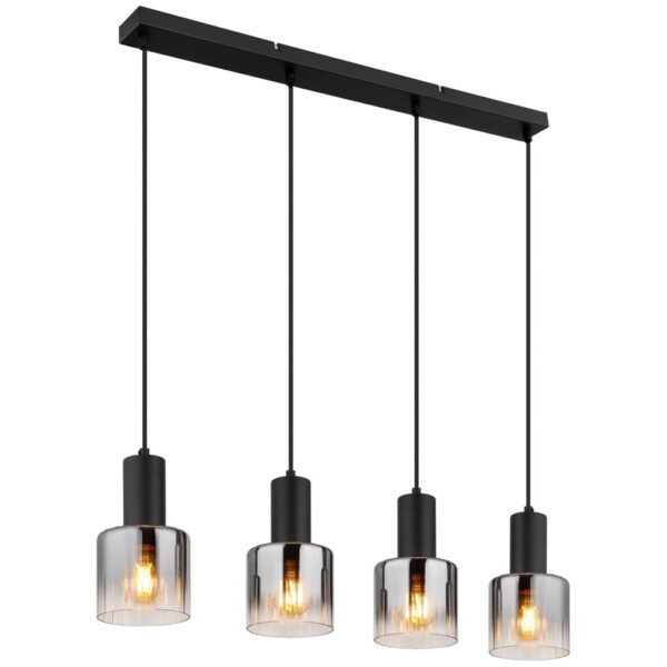 9007371507832 GLOBO Pendelleuchte Jack
schwarz klar Rauch Glas Metall B/H/L: ca. 74x150x12 cm E27 4 Brennstellen