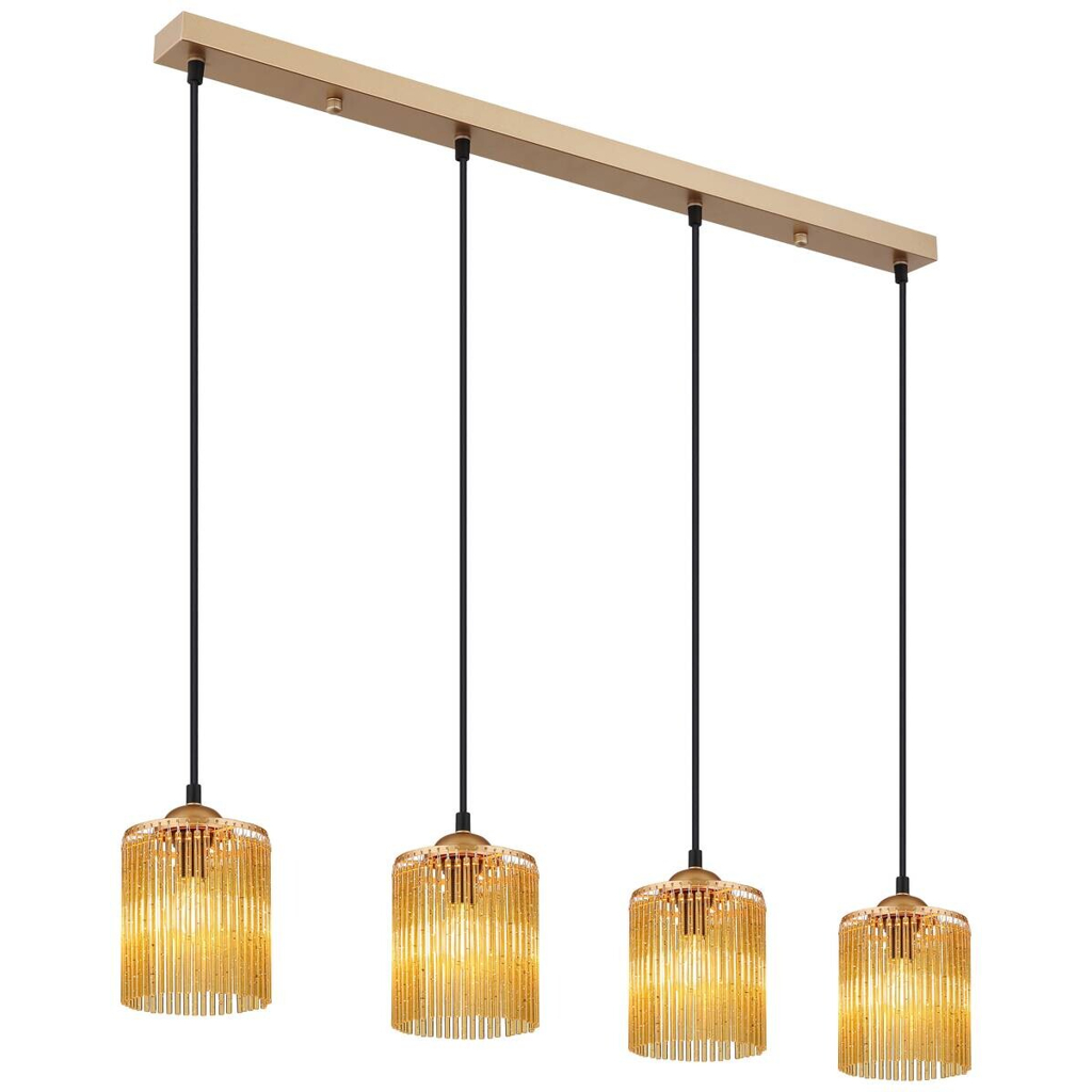 GLOBO Pendelleuchte LEEDS 33080445
gold schwarz amber Metall Kunststoff B/H/L: ca. 87x133x12 cm E14 4 Brennstellen