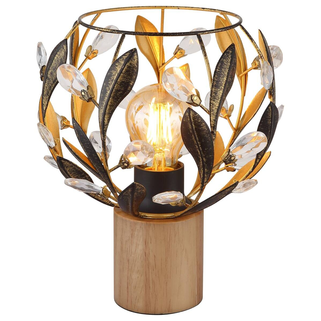 GLOBO Tischleuchte MIKA 15759T
gold braun Holz H/D: ca. 25×20 cm E27 1 Brennstellen