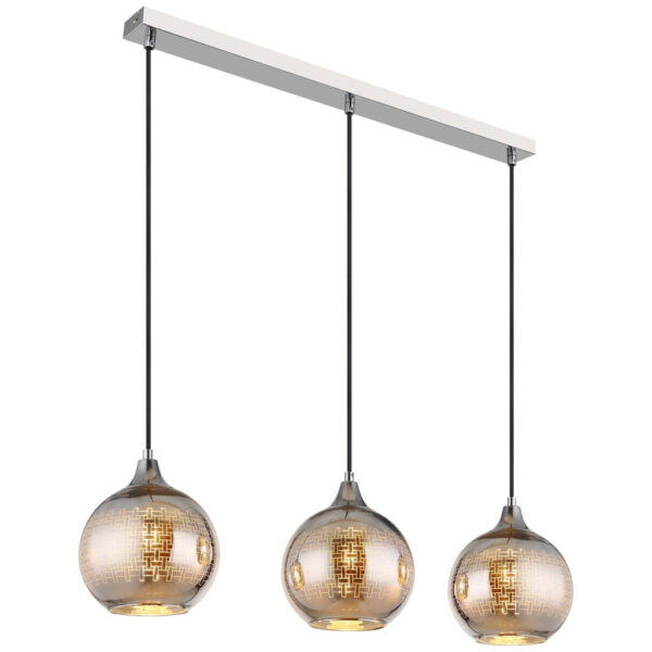9007371509072 GLOBO Pendelleuchte LOURDES 16053-3
Chrom weiß Metall B/H/L: ca. 20x129x86 cm E27 3 Brennstellen