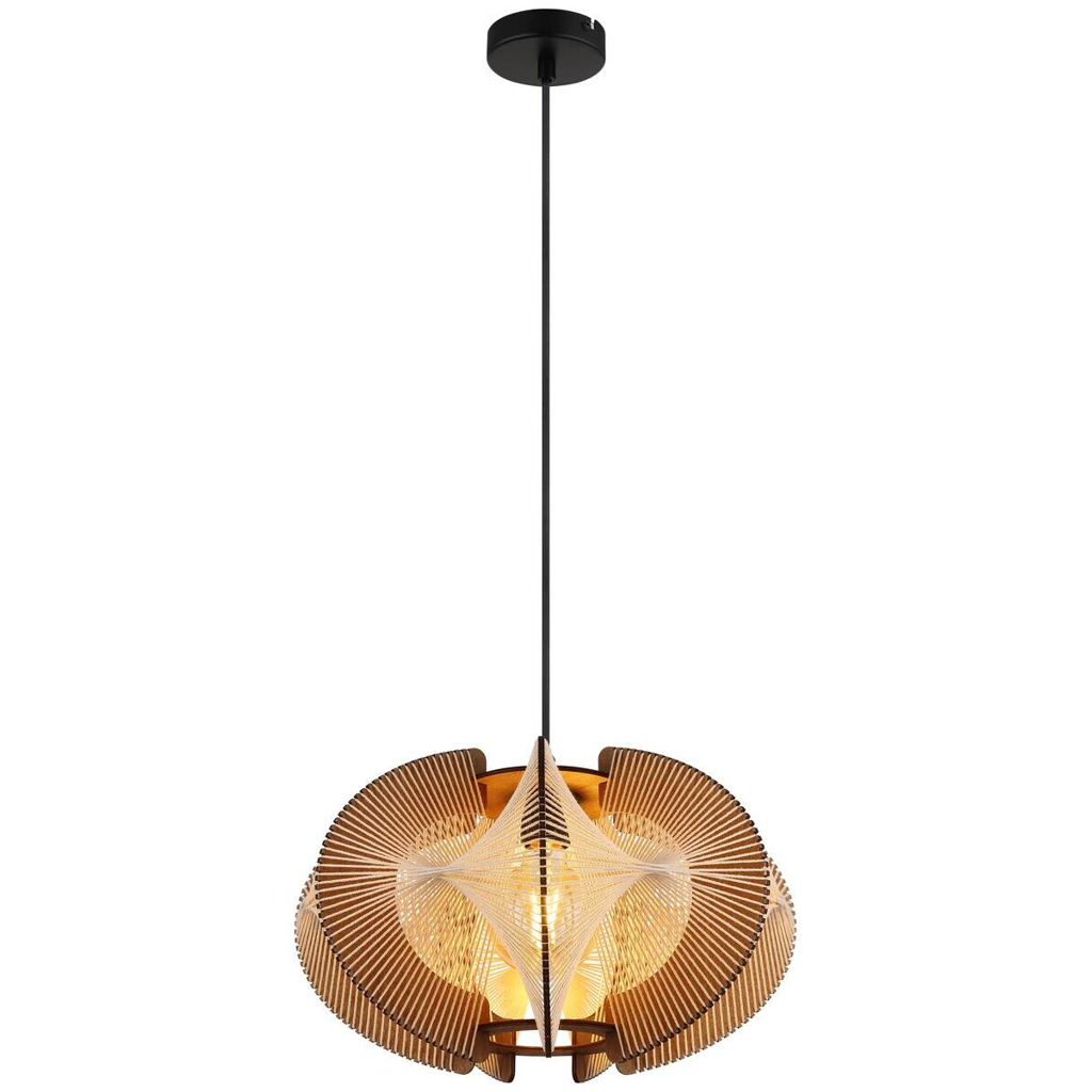 GLOBO Pendelleuchte SAKURA 30534446
natur dunkelbraun schwarz MDF Metall Hanfseil H/D: ca. 150×44 cm E27 1 Brennstellen