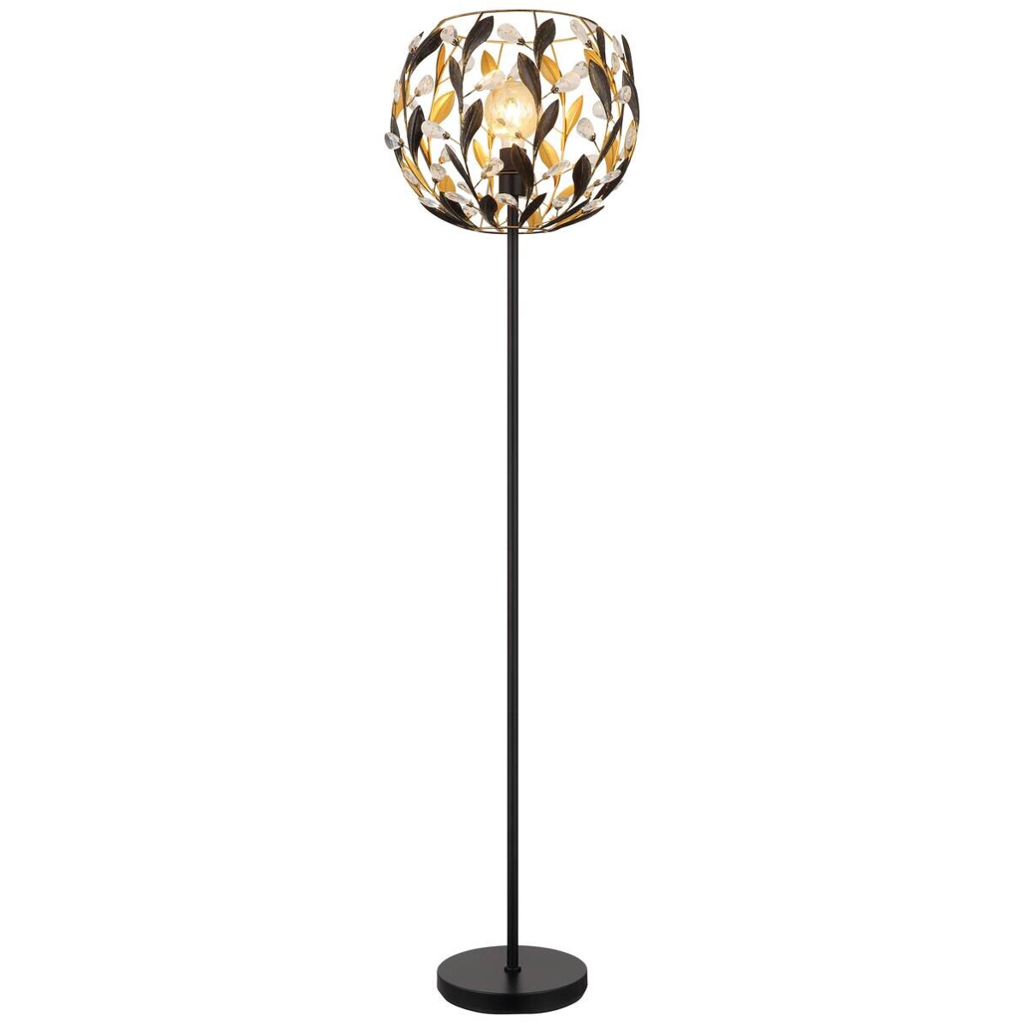 GLOBO Stehlampe MIKA 15759S
schwarz gold Metall H/D: ca. 157×40 cm E27 1 Brennstellen
