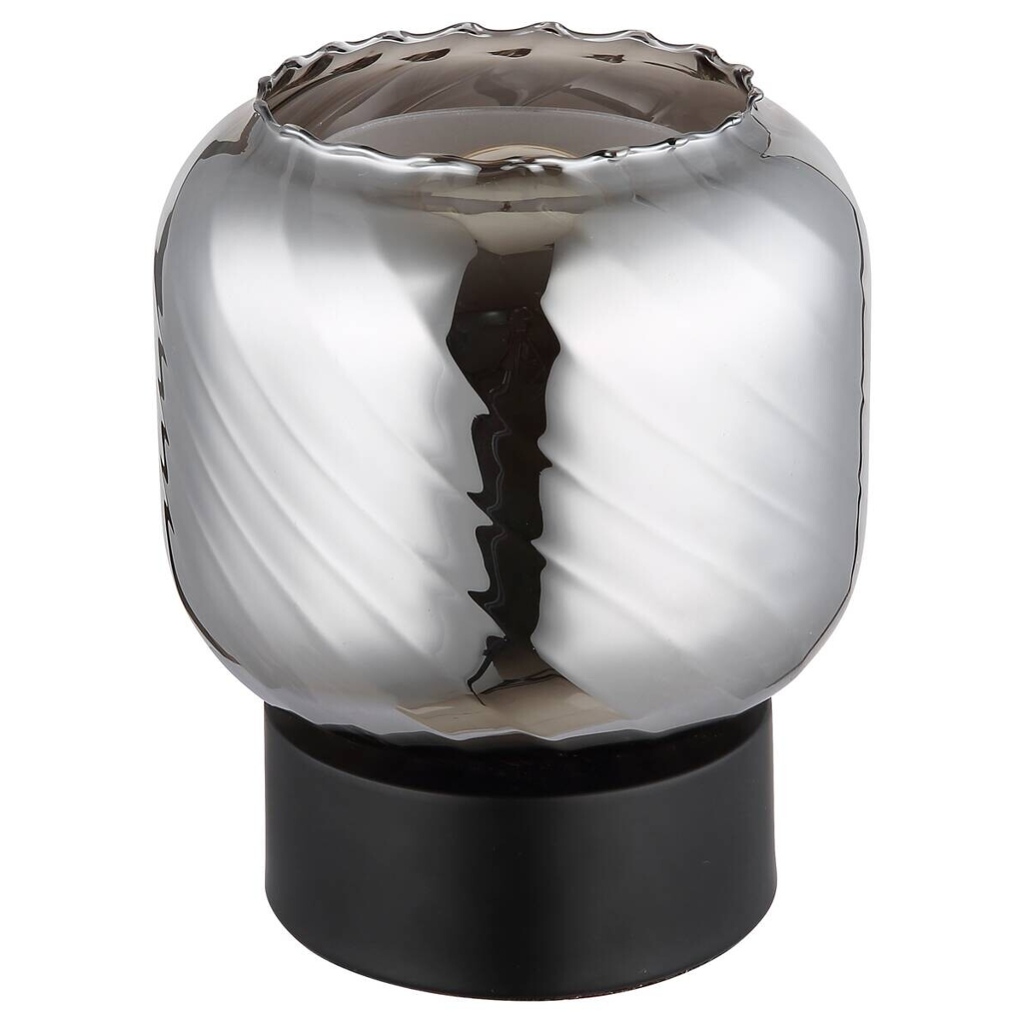 GLOBO Tischleuchte
Rauch mattschwarz Metall Glas H/D: ca. 17×14 cm E27 1 Brennstellen