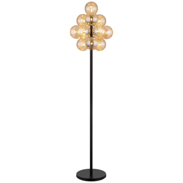 GLOBO Stehlampe
amber schwarz Metall Glas H/D: ca. 160x39,5 cm 13 Brennstellen