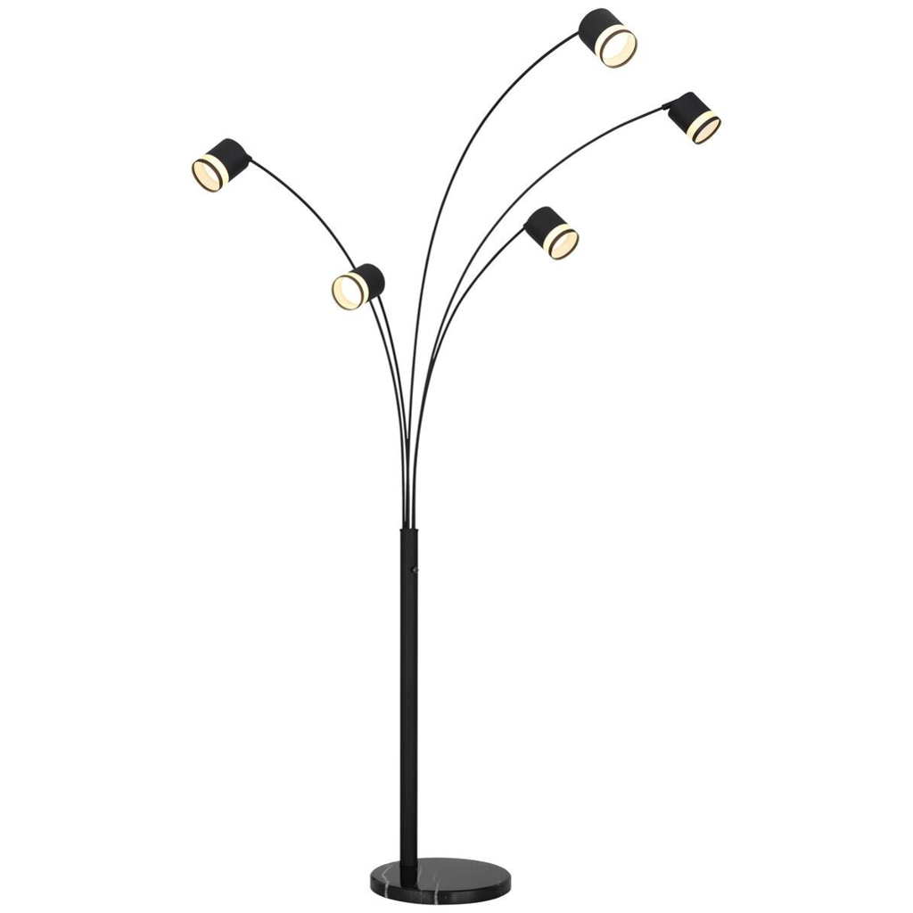 GLOBO Stehlampe
mattschwarz Metall B/H/T/L: ca. 70x195x110x110 cm 5 Brennstellen