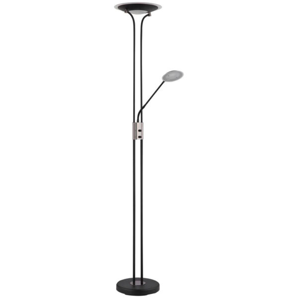 9007371513697 GLOBO Stehlampe
mattschwarz Chrom Satiniert Glas Metall H/D: ca. 180x30 cm 2 Brennstellen