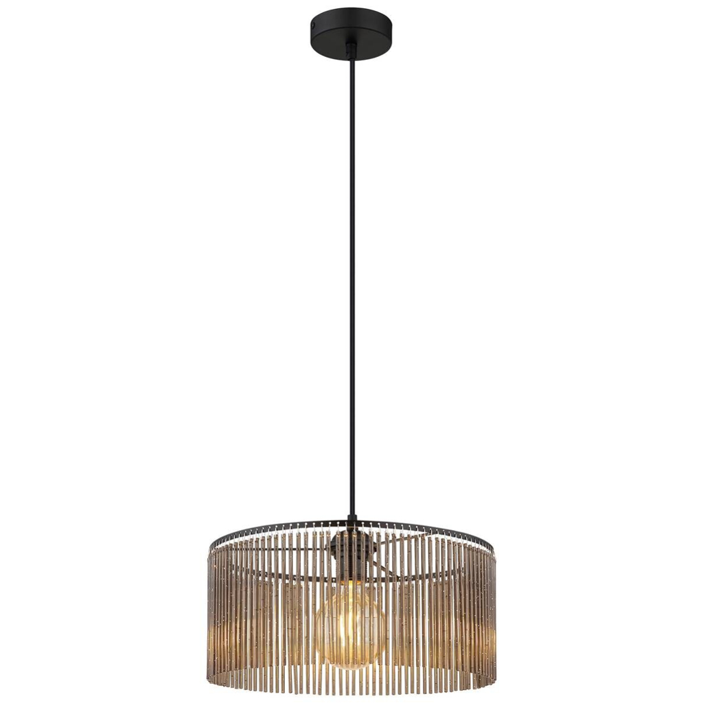 GLOBO Pendelleuchte LEEDS 33080108
Rauch schwarz Metall Kunststoff H/D: ca. 135×35 cm E27 1 Brennstellen