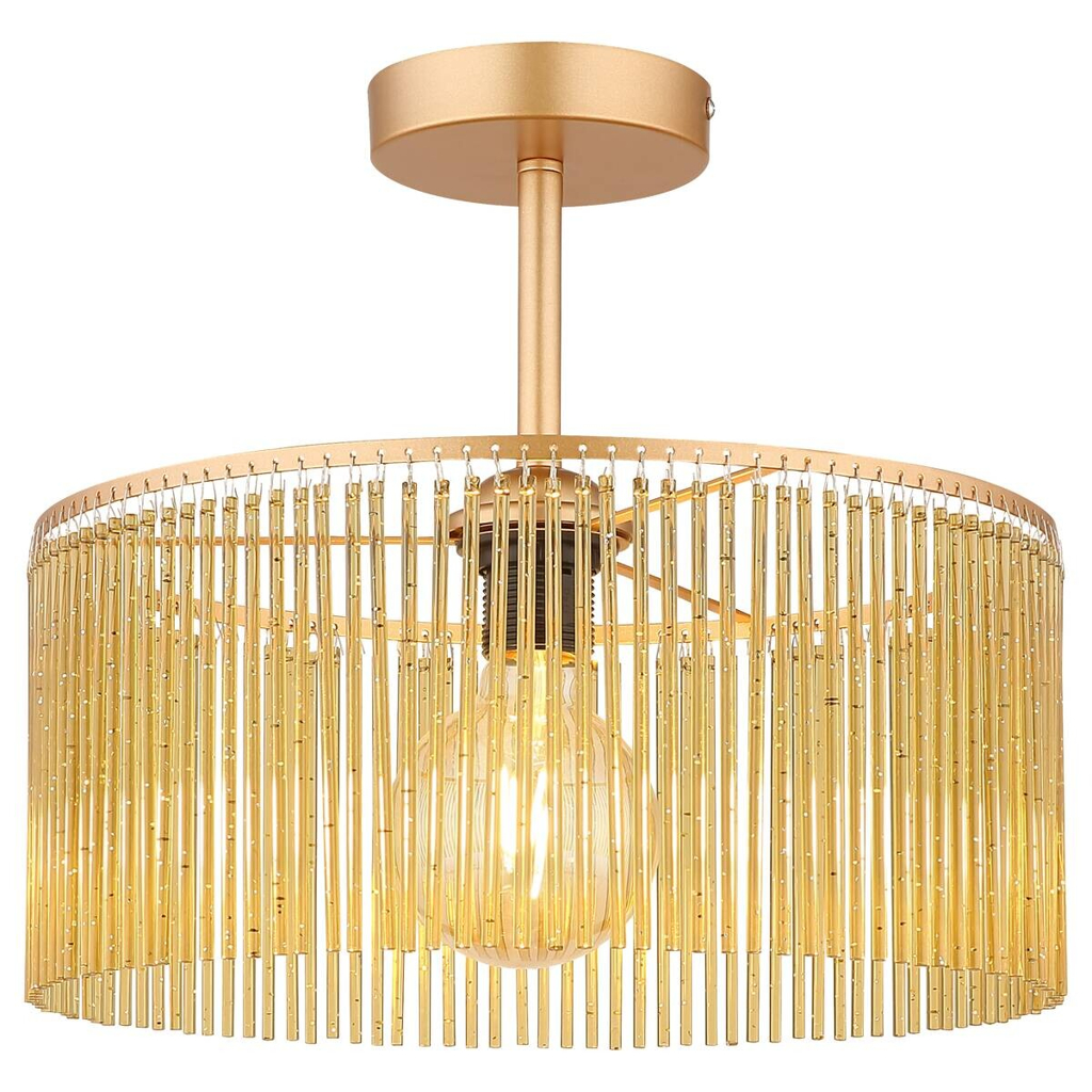 GLOBO Deckenleuchte Leeds amber gold schwarz Metall Kunststoff H/D: ca. 32x35 cm E27 1 Brennstellen