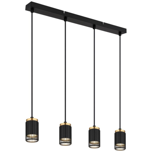9007371515080 GLOBO Pendelleuchte
mattschwarz Metall Aluminium B/H/T/L: ca. 6x120x60x60 cm GU10 4 Brennstellen
