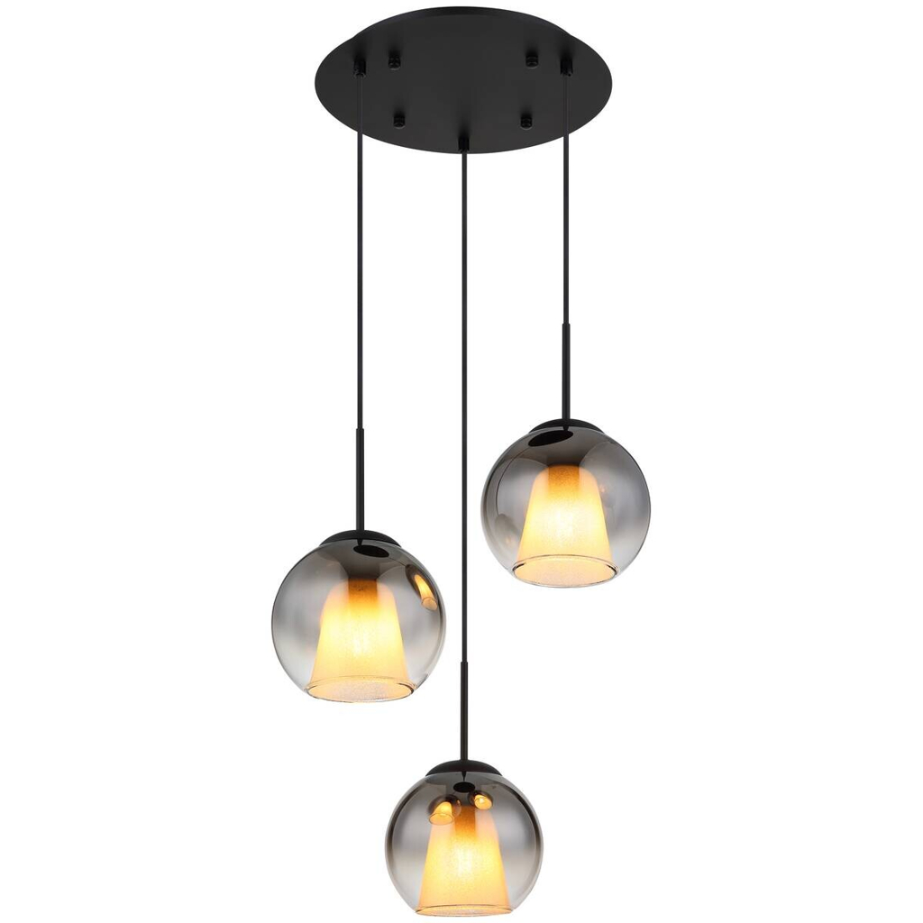 GLOBO Pendelleuchte BARRY 15749-3H
Rauch schwarz Metall H/D: ca. 120×45 cm E27 3 Brennstellen