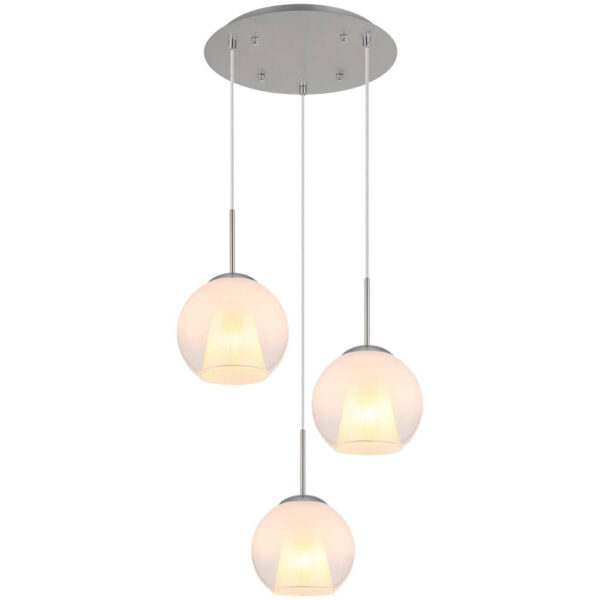 GLOBO Pendelleuchte BARRY 15749N-3H
nickel Opal Metall H/D: ca. 120x45 cm E27 3 Brennstellen