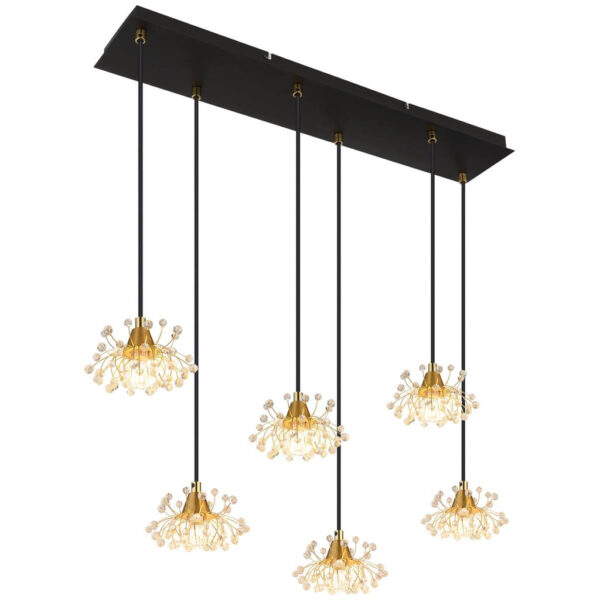 9007371516704 GLOBO Pendelleuchte FIORE 16054-6H
schwarz gold Metall Acryl B/H/L: ca. 24x120x77,5 cm G9 6 Brennstellen