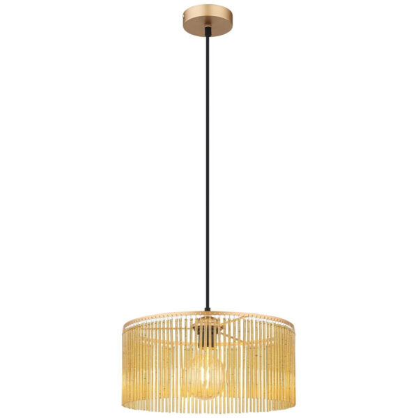 GLOBO Pendelleuchte LEEDS 33080145
schwarz gold amber Kunststoff Metall H/D: ca. 135x35 cm E27 1 Brennstellen